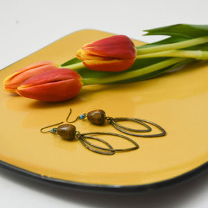 Metal Dangle Fashion Earrings with Beads